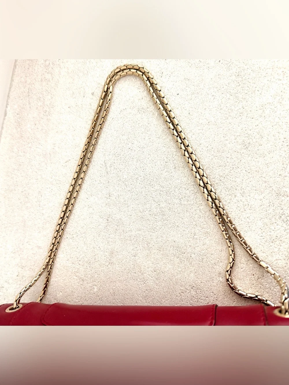 BVLGARI Serpenti Forever Ruby Red Leather Shoulder Bag Snake Chain Pristine - Picture 7 of 13